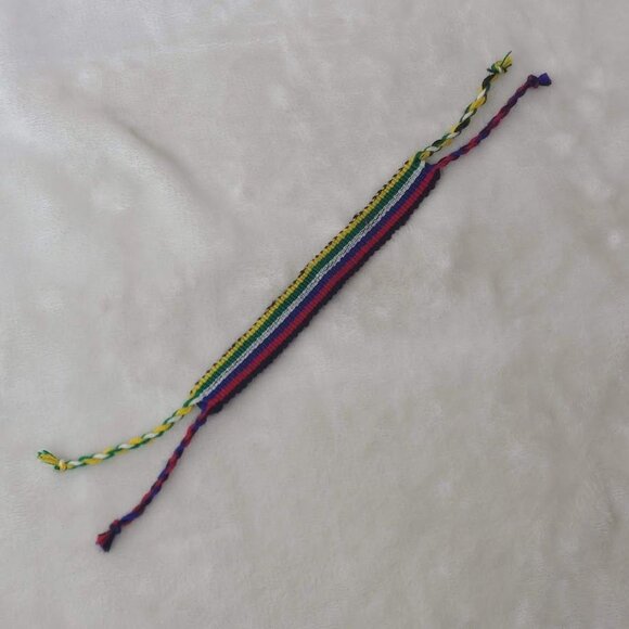 Hand Woven Braided Friendship Bracelet Black Red Blue White Green Yellow - Picture 3 of 12